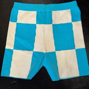 Blue and Cream Checkered Jacquemus Shorts